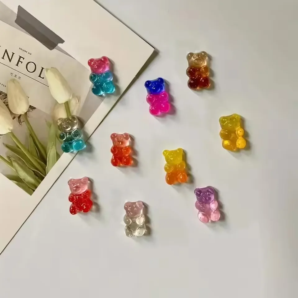 10 szt. mini naklejek na lodówkę w kształcie misia z fudge, kreatywne kolorowe naklejki na lodówkę z misiem, do biura, na notatki, do kuchni, do domu, na zdjęcia.