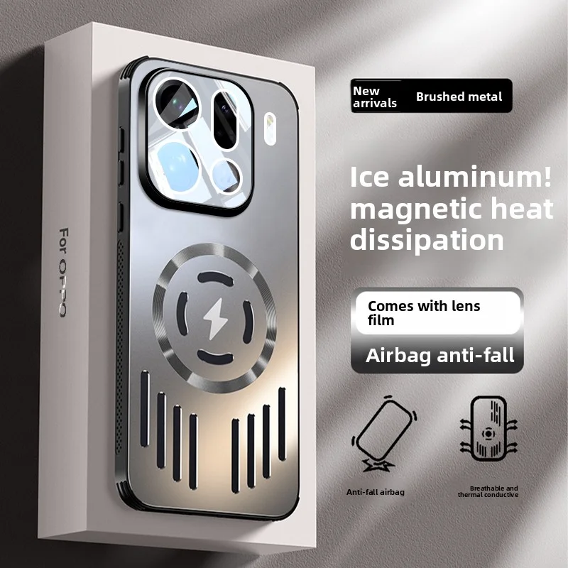 لـ OPPO Find X9 Pro حافظة معدنية صلبة تبديد الحرارة شحن لاسلكي مغناطيسي حماية الغطاء الخلفي لـ Find X9 X8 PRO X8S Shell