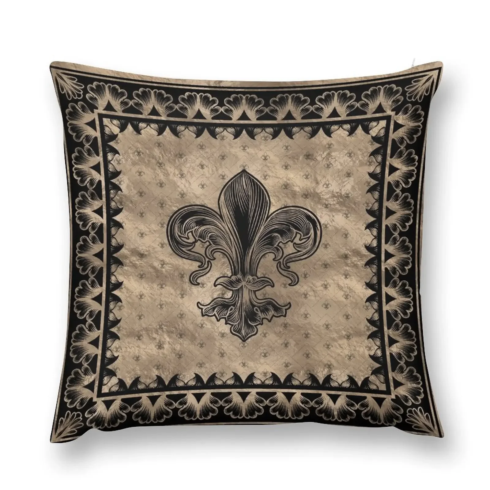 Fleur-de-lis - Black and Gold Throw Pillow Covers For Sofas bed pillows Christmas Pillow pillow