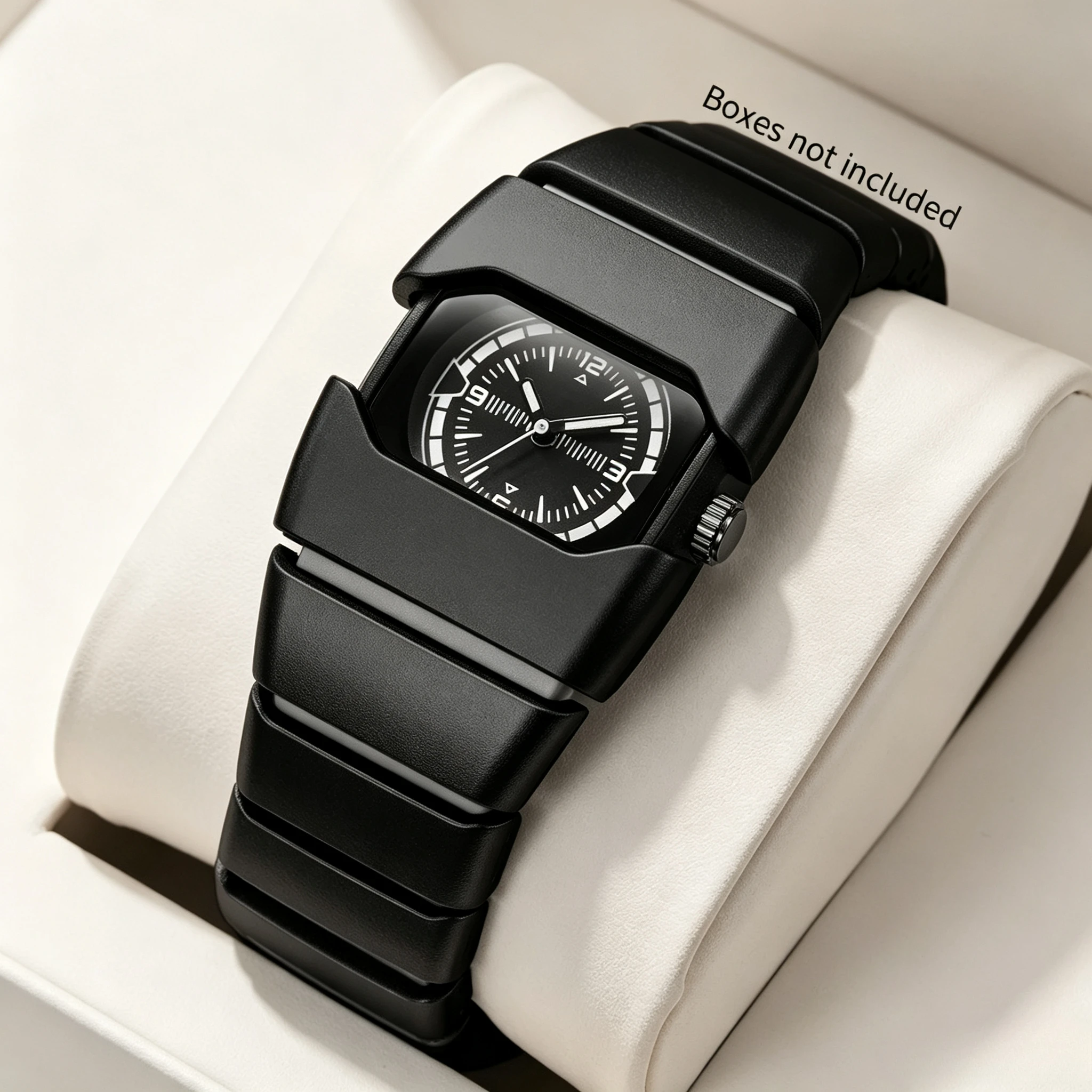 Casual Plastic Strap Women Watch Black Square Quartz Wristwatch Hip Hop Street Sports Casual Clock Relogio FemininoWithout Box