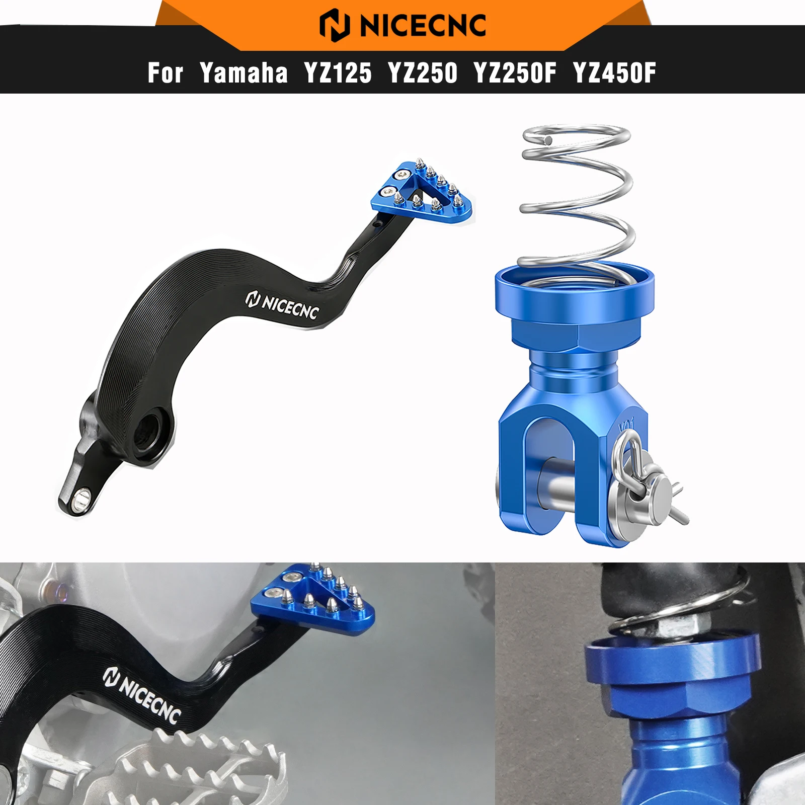 Rear Brake Pedal Return Spring & Adjustable Forged Brake Pedal Lever Kit For Yamaha YZ125 YZ250 2009-2023 YZ 125X 250X 2020-2023