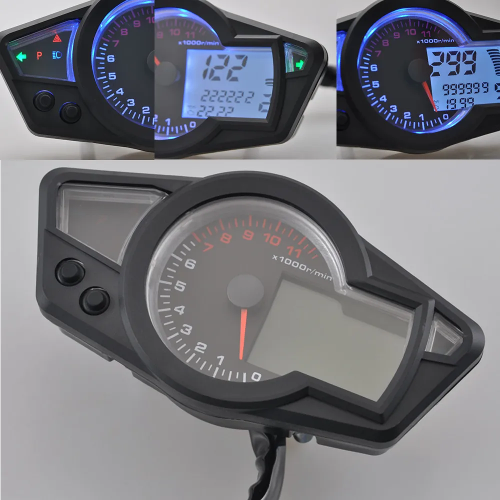 Universal Motor Parts11000 rpm 12V DC LCD Digital Speedometer Tachometer Odometer Km/h Backlight For Harley Touring Road King