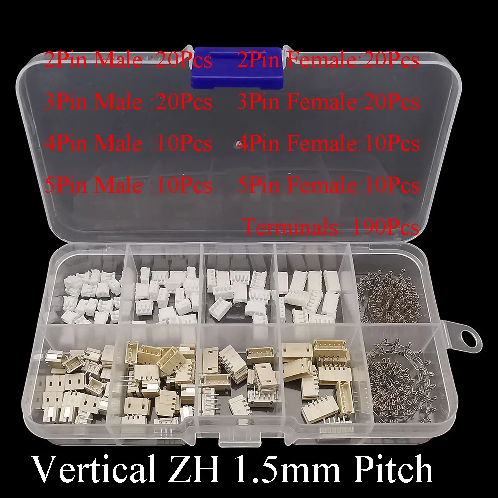 1 Box SH 1,0 MM/JST 1,25 mm/ZH 1,5 mm/PH 2,0 mm/XH2,54 mm/VH 3,96 mm Stecker Buchse Gehäuse Crimp Terminal Connector Kit