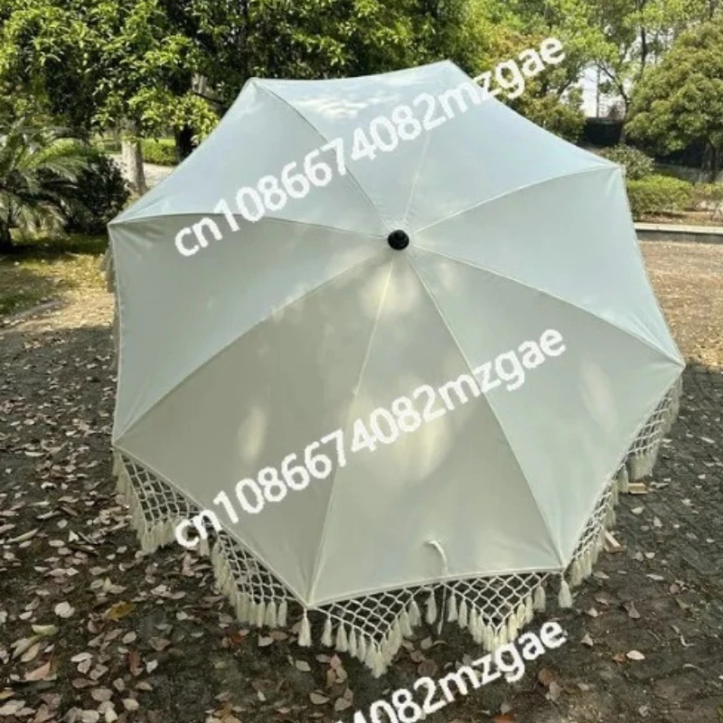 

Outdoor tassel umbrella 8k Korean version beach outdoor camping sun umbrella garden vacation leisure umbrella