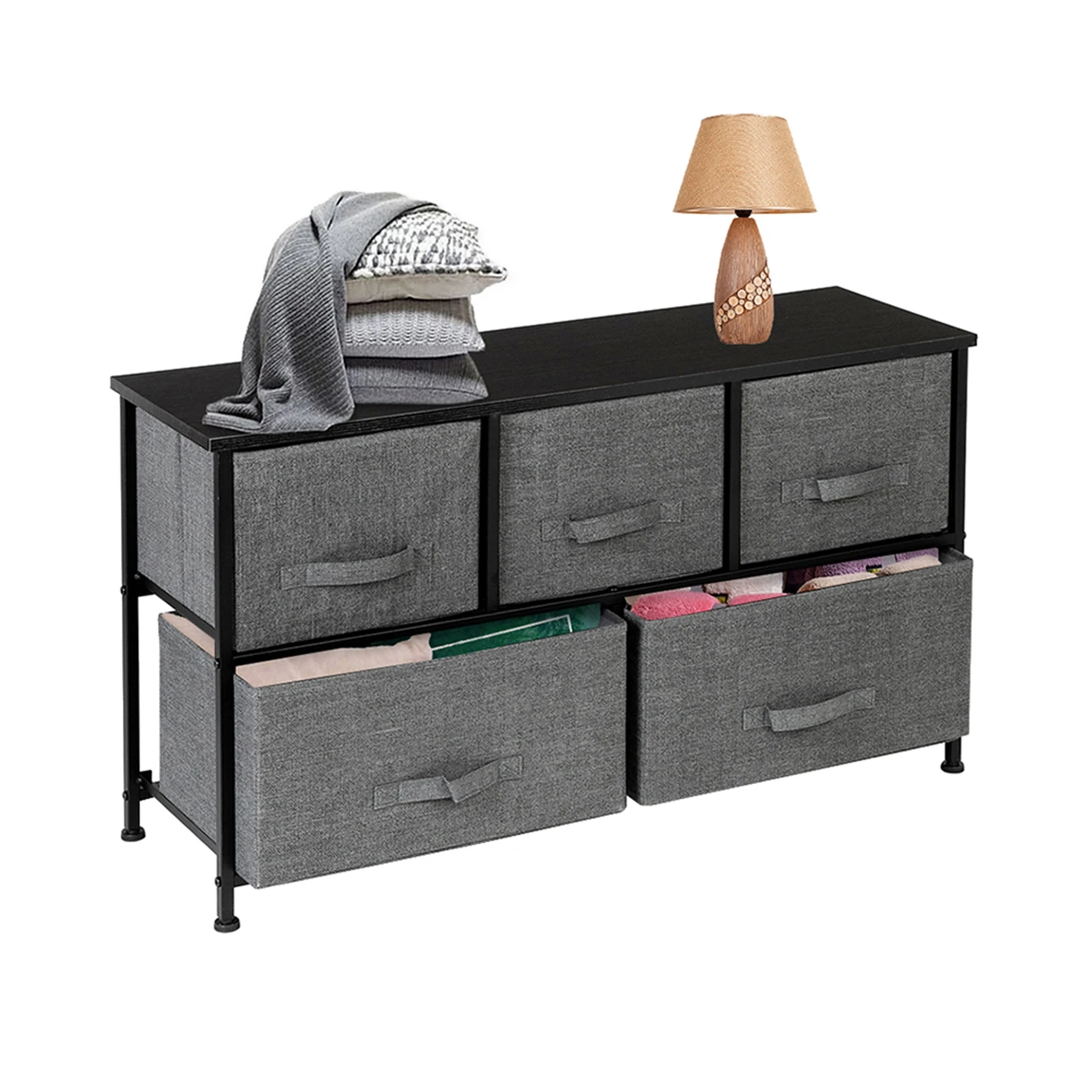 "2-stufige Schrank Kommode: Kinderzimmer Turm, 5 Schubladen, Metallrahmen. Multi-Use für Schränke, Wohnheim, Living - Grey.