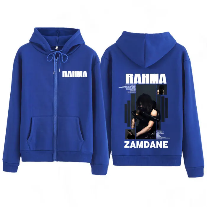 مغني الراب Zamdane RAHMA ألبوم الوجهين طباعة هوديي طويلة الأكمام Vintage جاكيت زيبرا بلايز الرجال النساء موضة زمم البلوز