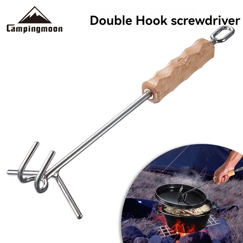 

Stainless Steel Double Hook Screwdriver with Extended Cast Iron Dutch Pot Lid Anti Scald Lifting Hook