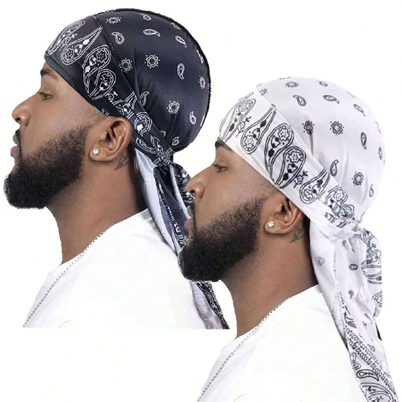 Turban Hat Printed Wigs Biker Headwrap Pirate Hats For Men Hair Accessories Long Tail Straps Bandanas Pirate Hat Pirate Costume