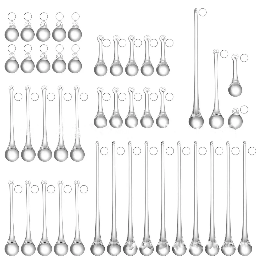 10 قطعة قطرات المطر الكريستال واضحة المعلقات المعلقة مصباح نجف الزجاج الخرز إكسسوارات الستائر أجزاء ديكور معلقة DIY بها بنفسك #1