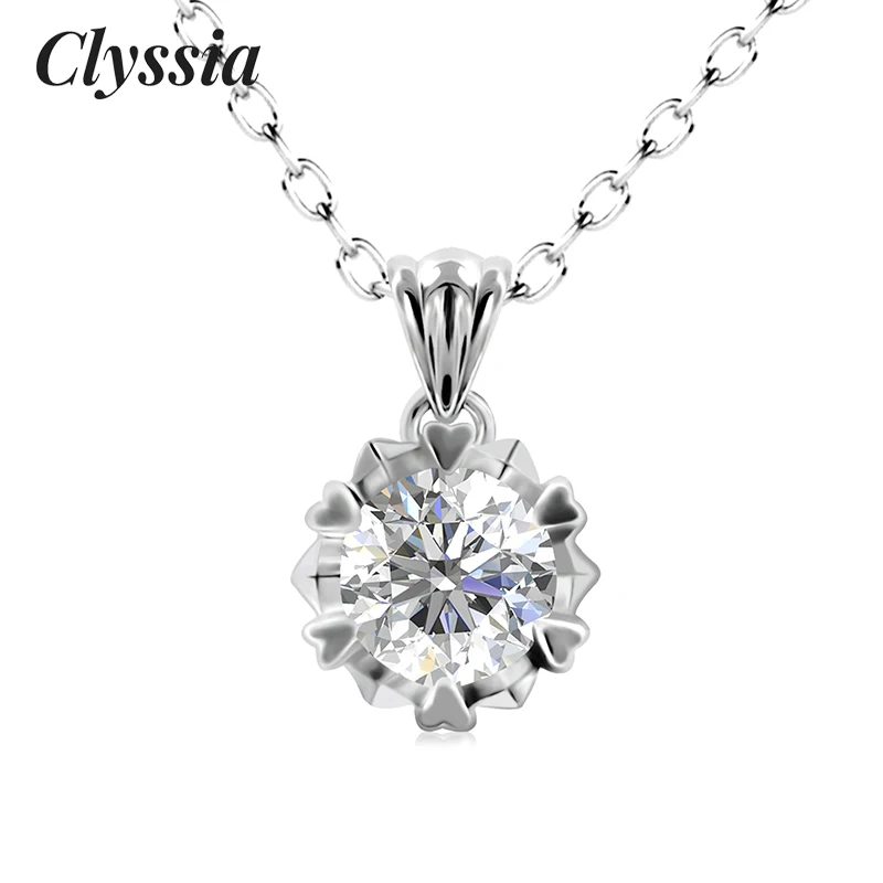 

CLYSSIA GRA Certified Moissanite Round Pendant 925 Sterling Silver for Women 2025 Elegant Jewelry 18k White Gold Plated