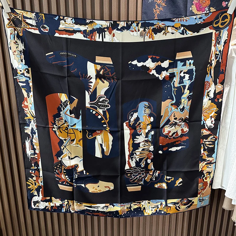 

Двусторонний шелковый шарф 90 см, квадратные саржевые банданы, ручные скрученные шали, аксессуары для одежды, подарок для мамы влюбленной