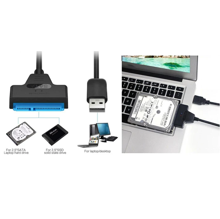 Kabel Konverter Adaptor SSD Drive Hard Disk Laptop USB 2.0 Ke SATA 22 Pin
