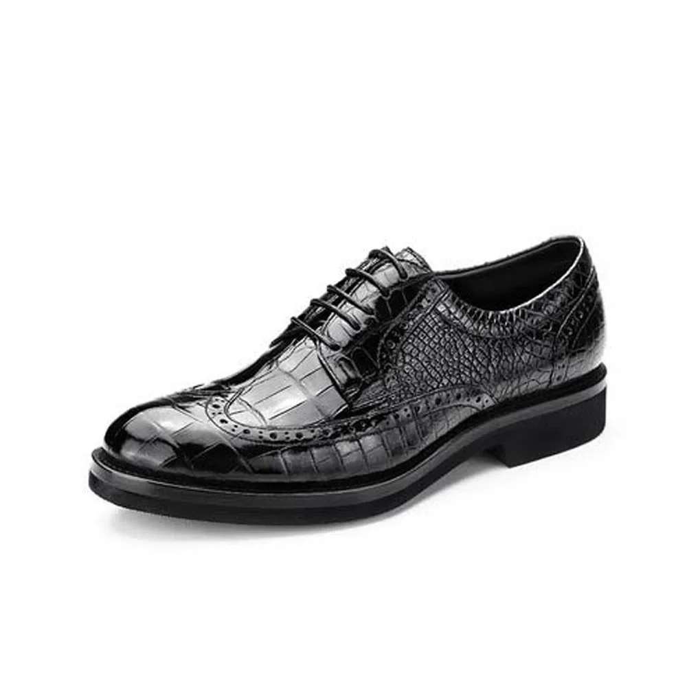 hanlante crocodile shoes  male  leisure  lace-up  Round head   Handmade formal