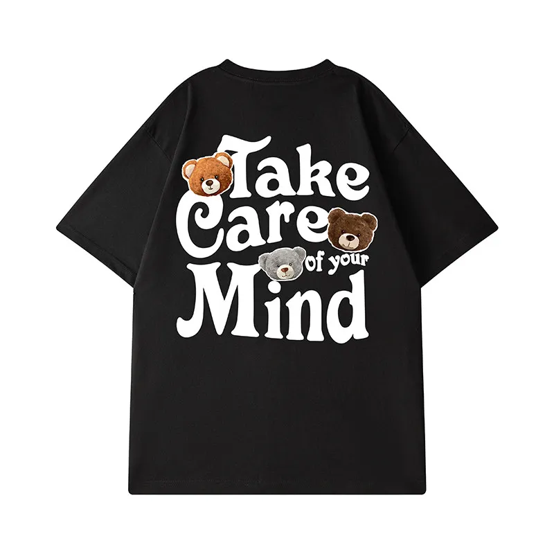 New Trendy European and American Brand Bear T-shirt for Children and Adults Loose-fitting Short-sleeved Style in a Trendy Design