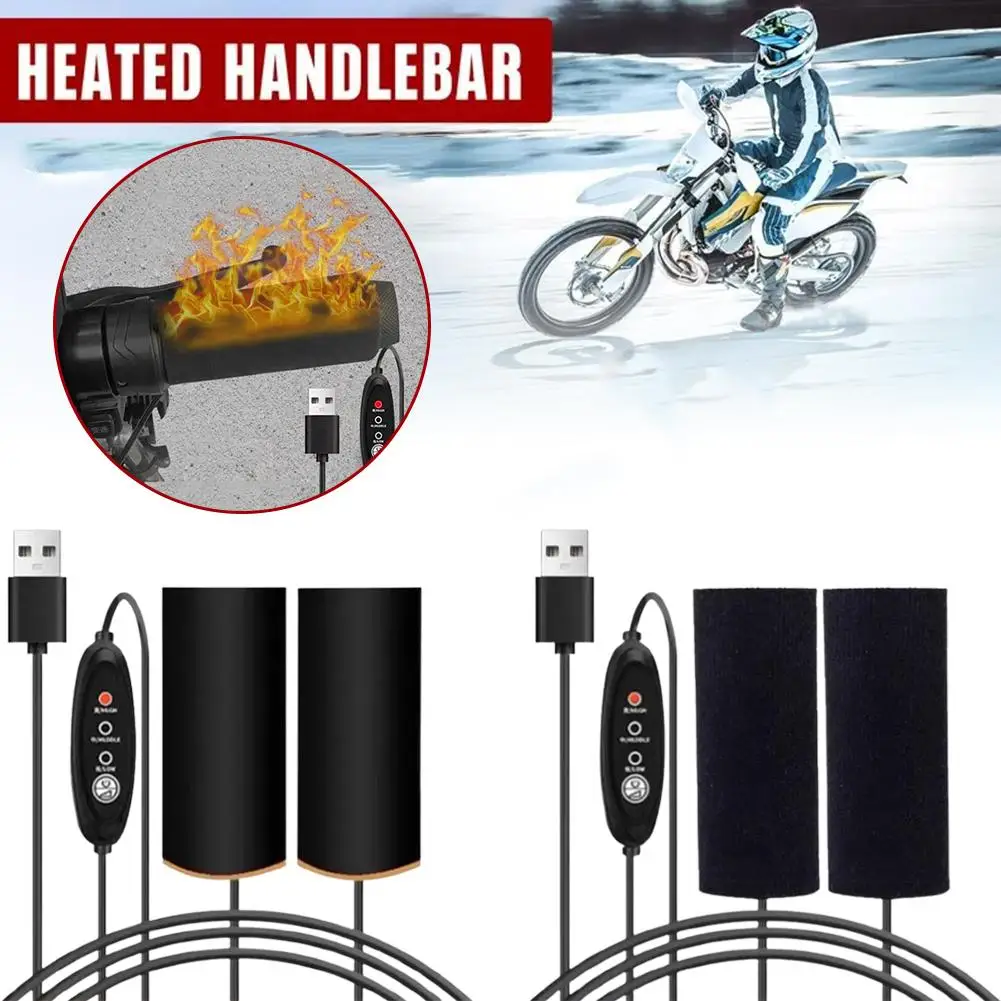 Manopole per manubrio riscaldate USB per moto 5V 2A 3 Gear Warmer Copertura per impugnatura riscaldata elettrica Anti vibrazione Manubrio caldo antiscivolo ﻿