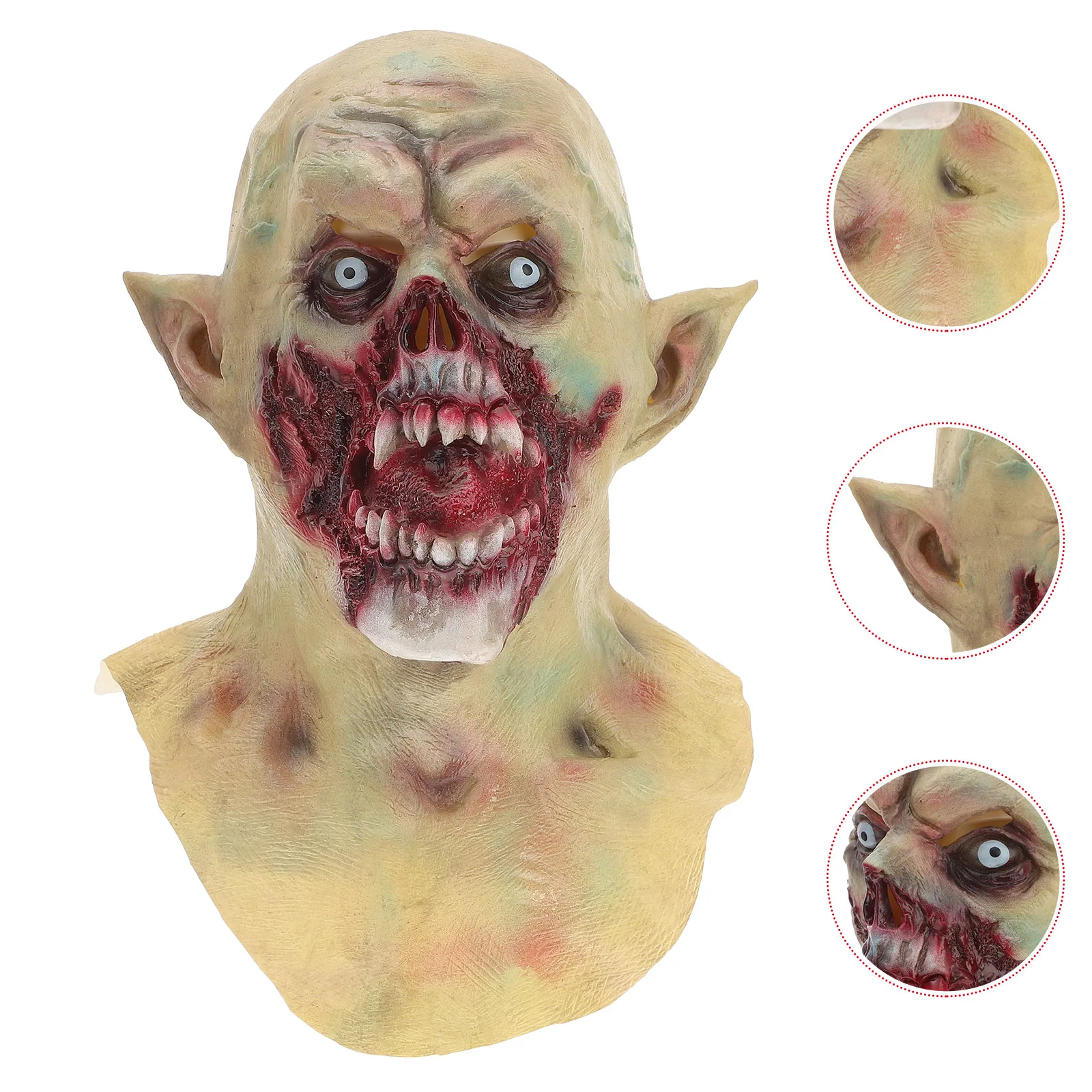 

Natural mask Halloween Scary Costume Full Head Creepy Face Light Grey Halloween Scary mask Design