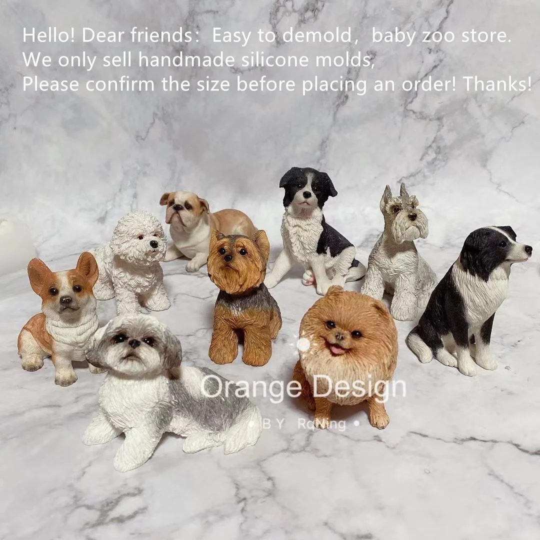 Pet Dog Plaster Silicone Mold Shiba Inu Chihuahua Chow Chow Shih Tzu Teddy King Charles Yorkshire Terrier Animal Mold Puppy