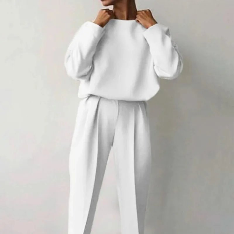 Autumn  Winter Women's New Suit Hoodie Pants Loose Solid Color Long Sleeve Casual Two-piece Set Temperament Elegant Home Commute