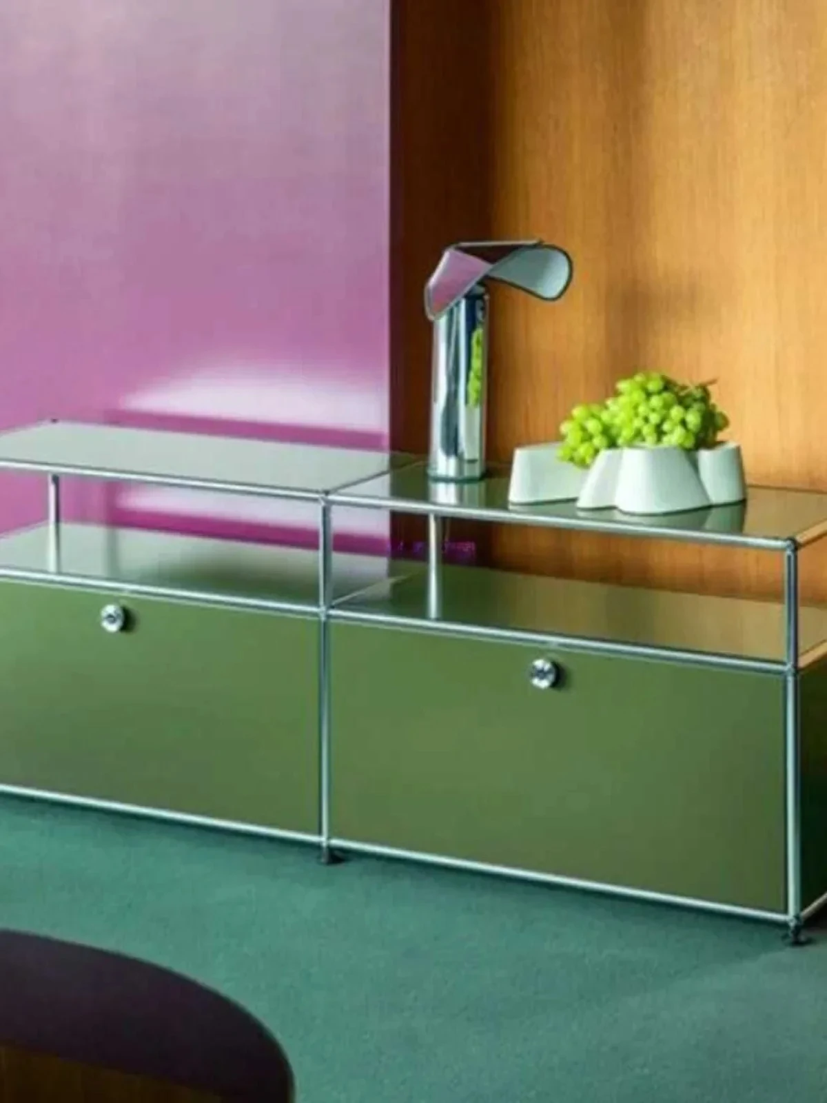 Hot selling online metal bedside   , Korean style combination cabinet with few storage modules on the side, side cabinet