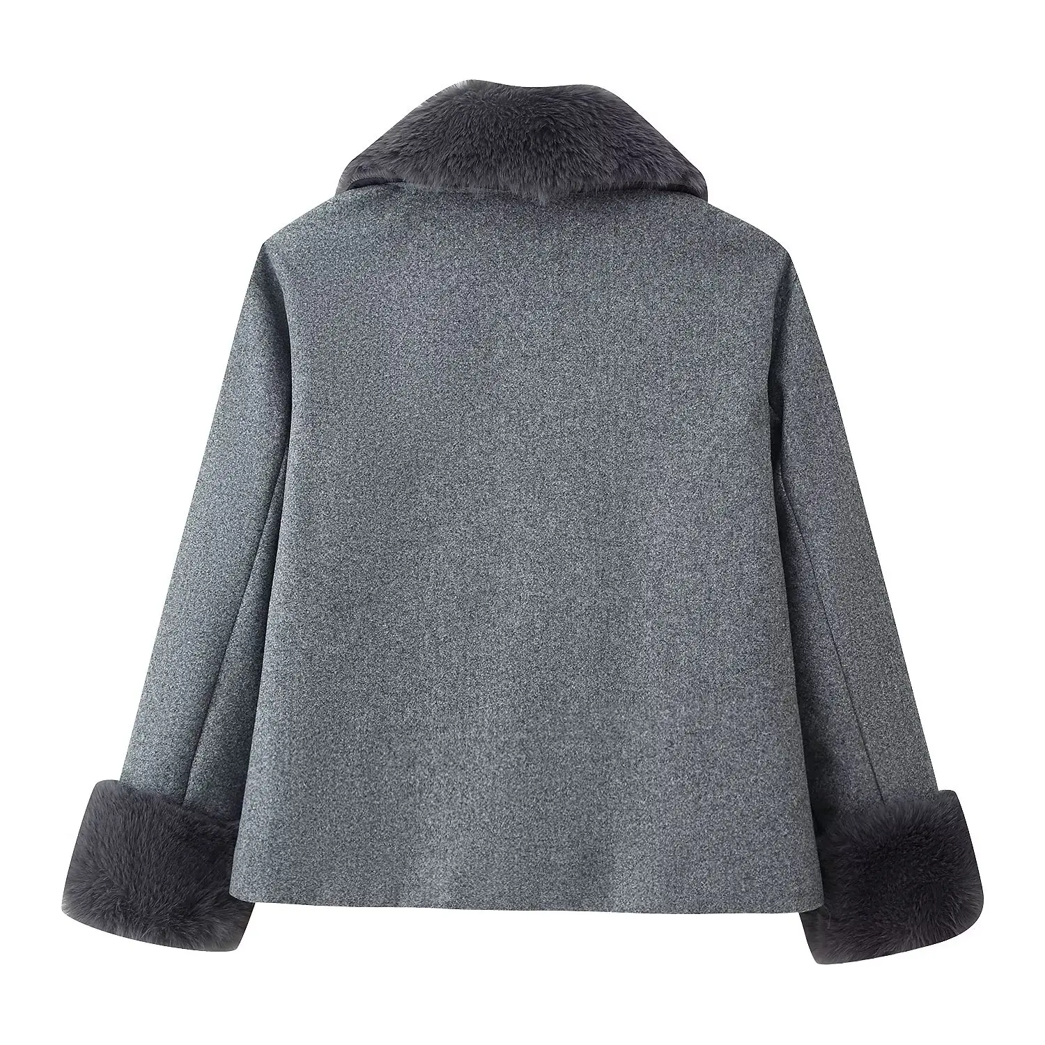 BSAY ファーカラー ウール ショートコート レディース ファッション 秋冬新作 2025 無地 長袖 ラペルコート ジャケット 女性用