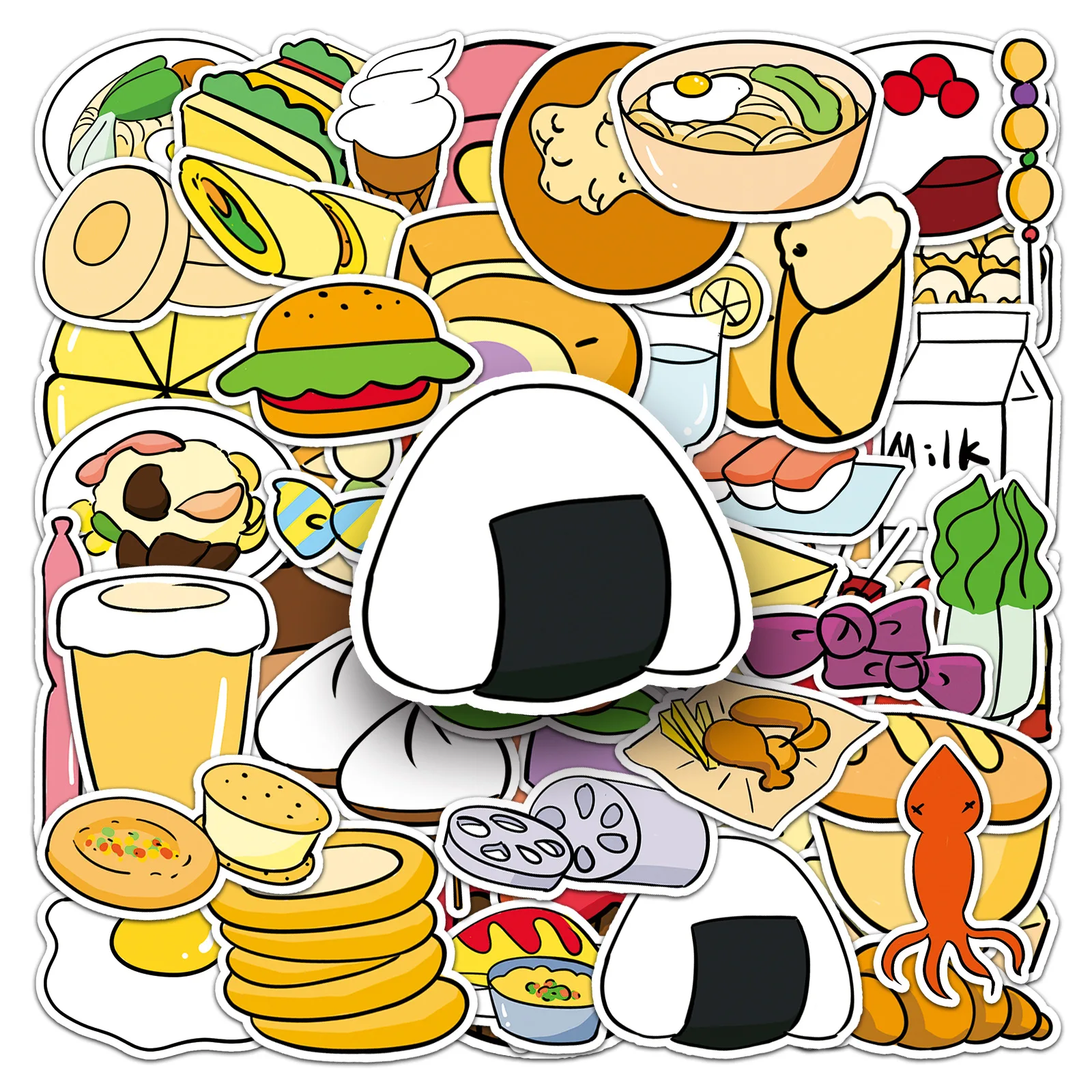 

50Pcs Cartoon Delicious Food Series Graffiti Stickers Suitable for Laptop Helmets Desktop Decoration DIY Stickers Toys Wholesale