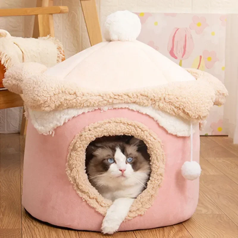 

Warm Thickening Tents Bed Nest for Small Dogs Cats Cat Kitten House Pet Dog Cat Bed Kennel Fleece Kennel Sleeping Cave