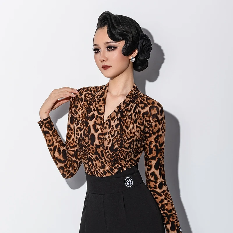 

2025 New Latin Dance Practice Bodysuit Black Pants Outfits Samba Chacha Tango Adult Female Latin Dance Performance Wear DQS20800