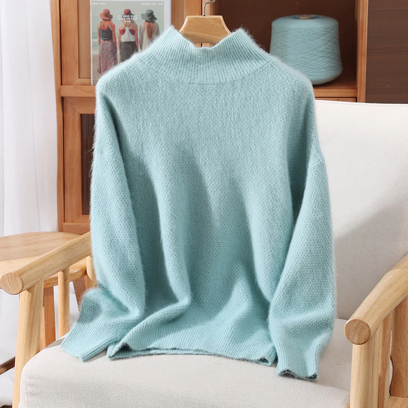 

Новый женский свитер из 100% норки и кашемира, водолазка, пуловер, осень-зима, базовая мягкая теплая одежда, повседневный трикотаж с длинными рукавами, топы