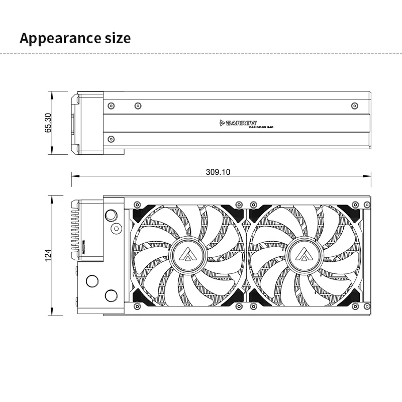 BARROW 240mm Radiator+17W PWM Pump+Fan Integrated  ITX Case Integration Solution Copper Water Discharge Liquid Heat Exchanger