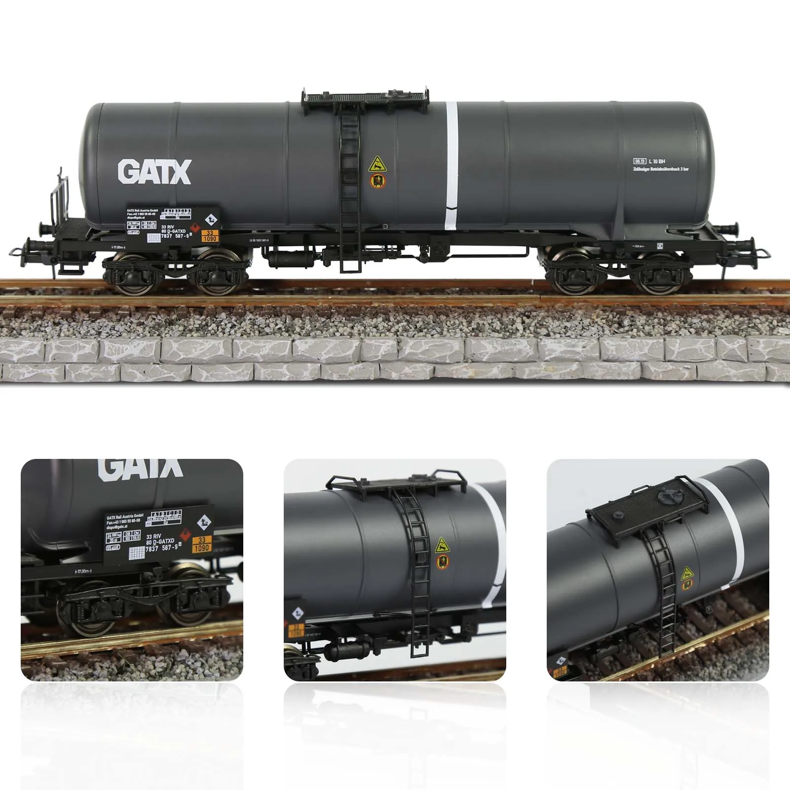 Evemodel Train Wagon HO Scale Oil Tank Car 1:87 Model Tank Wagon Model Railway C8768