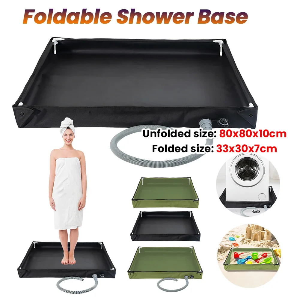 

Shower Tent Floor Base Foldable Shower Base Pets Shower Basin Base with Drain Hose for Camping Shower Beach Pet Bath