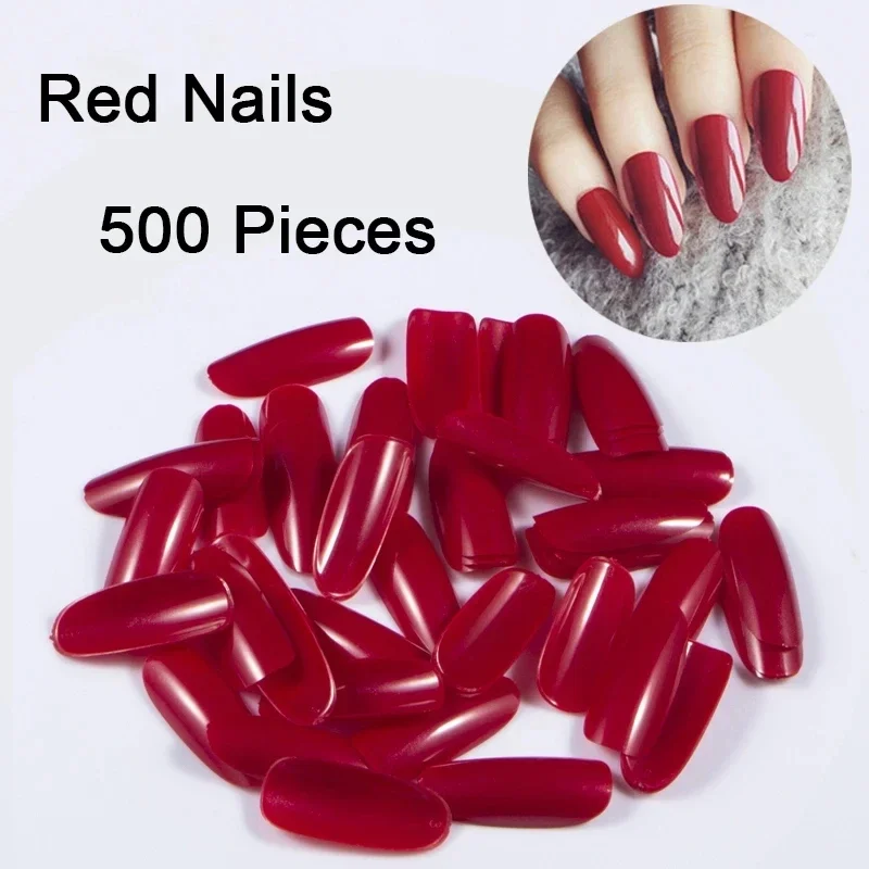 500PCS Oval False Nail Tips Ending Sky Blue Colors Acrylic Fake Nails French Nail Art Design Tips DIY Women Decoration