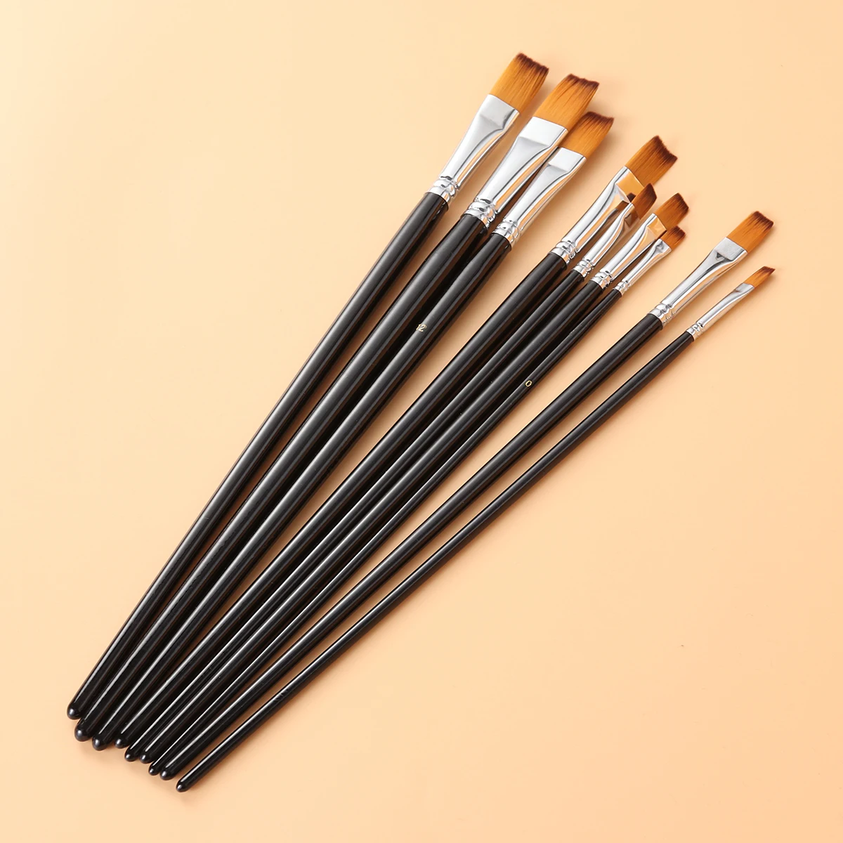 

9 Pcs Painting Brush Set Streamlined Comfortable Non Toxic Suitable Beginners Artists Watercolor Supplies Wooden Student Brushes