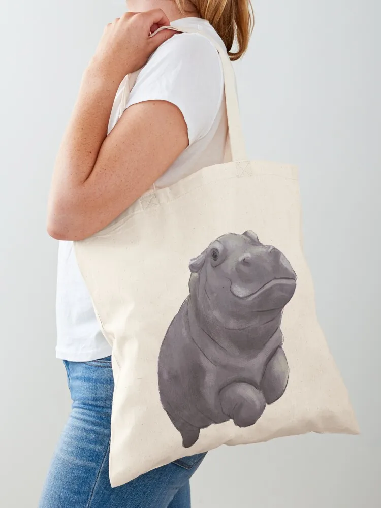 Cute Painted Baby Hippo Swimming - Digital Painting Tote Bag tote bags cloth bags bags for women Custom bag