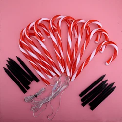 10Pcs Boże Narodzenie Candy Cane USB LED Marker Lights Pathway Outdoor Garden Yard Trawnik Xmas Decor