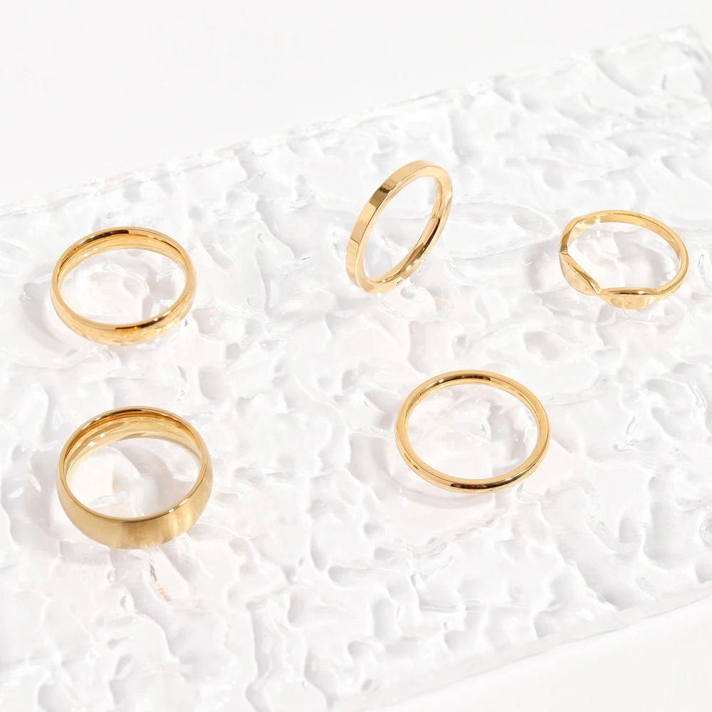 316L Stainless Steel Ring for Men Gold Color Brushed Band Wedding Biker Stackable Jewelry for Women Men Accessories Gifts view 4
