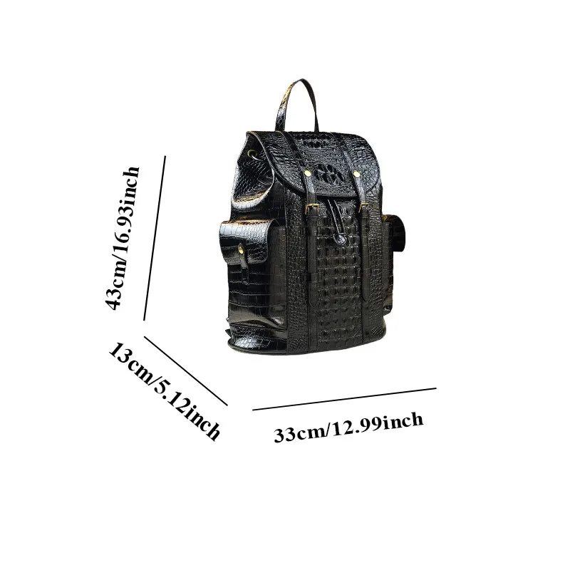 Vintage Embossed Flap Backpack with Multiple Pockets, Drawstring and Design, Stylish Travel and Commuting,