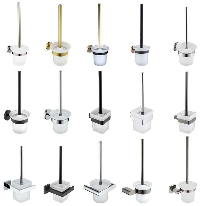 Wall‑Mounted Stainless Steel Toilet Brush Holder, Space‑Saving Single Brush Bathroom Hardware Accessory