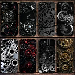 Mechanical Gear Phone Case For Apple iPhone 15,14,13,12,11,Pro,X,XS,Max,XR,Plus,Mini Soft Black Cover