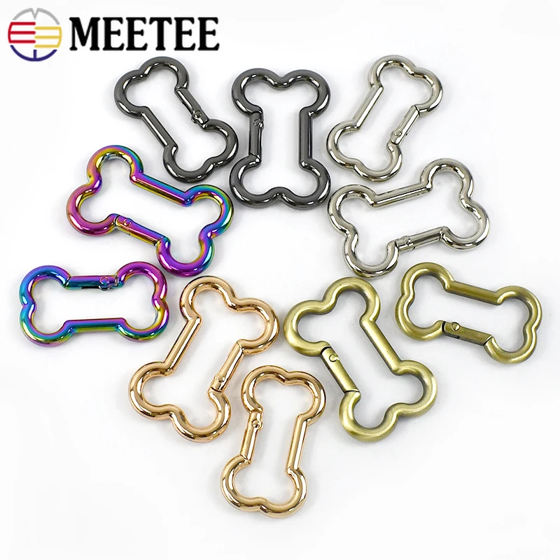 5/10Pcs Meetee 20-38mm Spring Ring Metal Buckles Bone Shaped Bag Keychain Connect Hook Dog Collar Carabiner Hardware Accessories