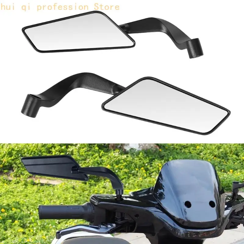 Motorrad-Spiegelpaar, schwarze Seitenspiegel Blade-Stil mit Packung H8WE – Detail 4