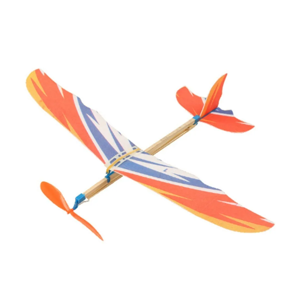 Elastic DIY Flying Glider Assembly Hand Throw Glider Model Toys Airplane Rubber Band Powered Aircraft Model Children