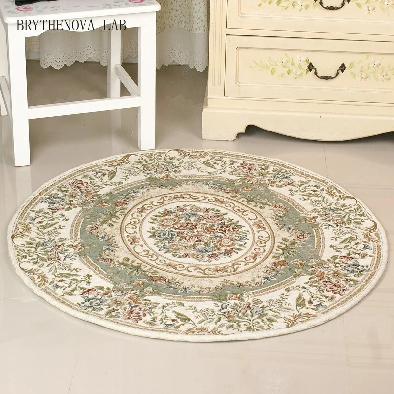 Donier Jacquard Round Carpet for Living Room Pastoral Countryside Rugs Chair Bedroom Floor Mats Home Coffee Table Area Rug