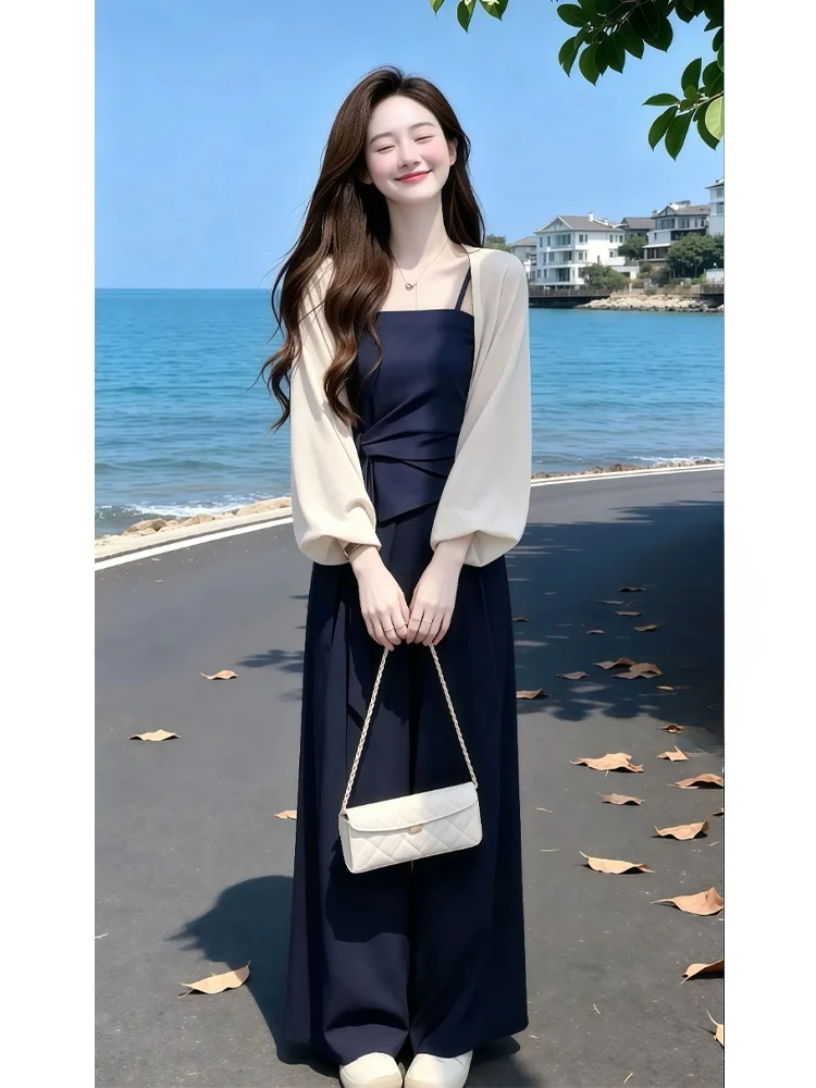 

Unique Beautiful Summer Small Set 2026 New Sun Protection Cover up Top Band Strap Vest Casual Pants Women's Fashion Set