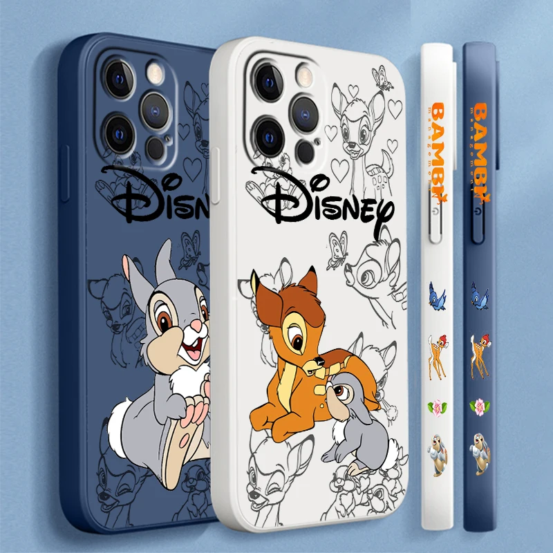 Funda de teléfono de lujo con dibujos animados de Disney Bambi para Apple iPhone 15 14 13 12 11 XS XR X 8 7 SE Pro Ultra Max Plus Mini Liquid Left