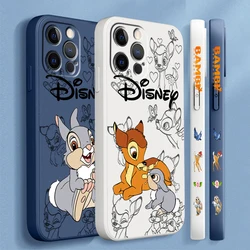 Disney Bambi Luxury Cartoon For Apple iPhone 15 14 13 12 11 XS XR X 8 7 SE Pro Ultra Max Plus Mini Liquid Left Rope Phone Case