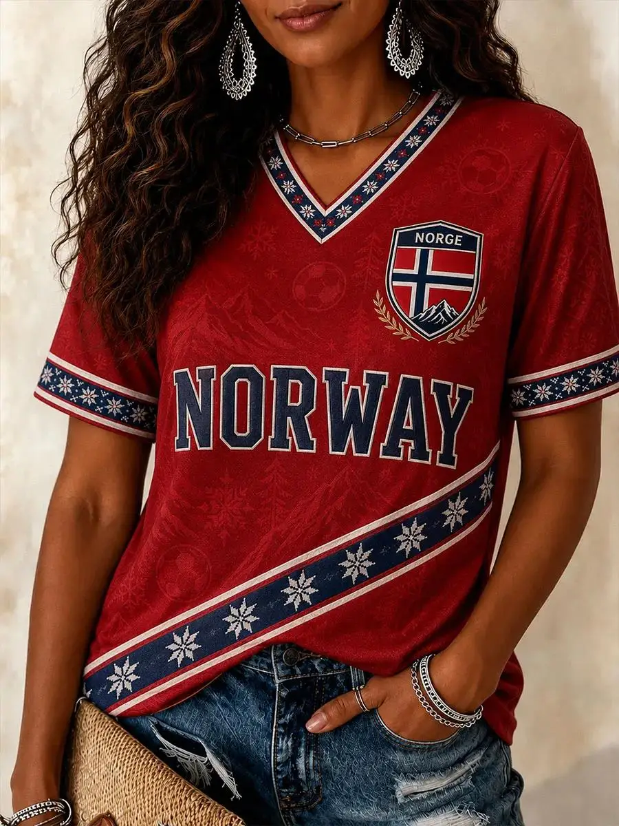 New Edition Norwegian Fans Football Training T-Shirt 3D Digital Printing Comfortable and Breathable Family Clothing