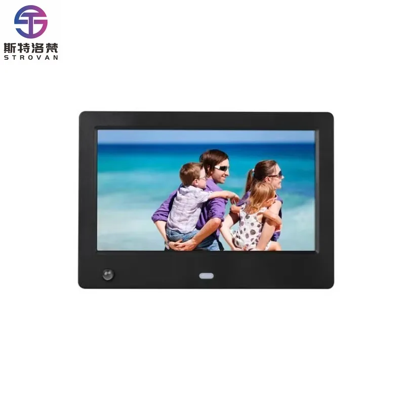 7-Inch IPS  LCD Digital Photo Frame Video Playback Durable Plastic USB Interface Motion Sensor Clock US Plug Type