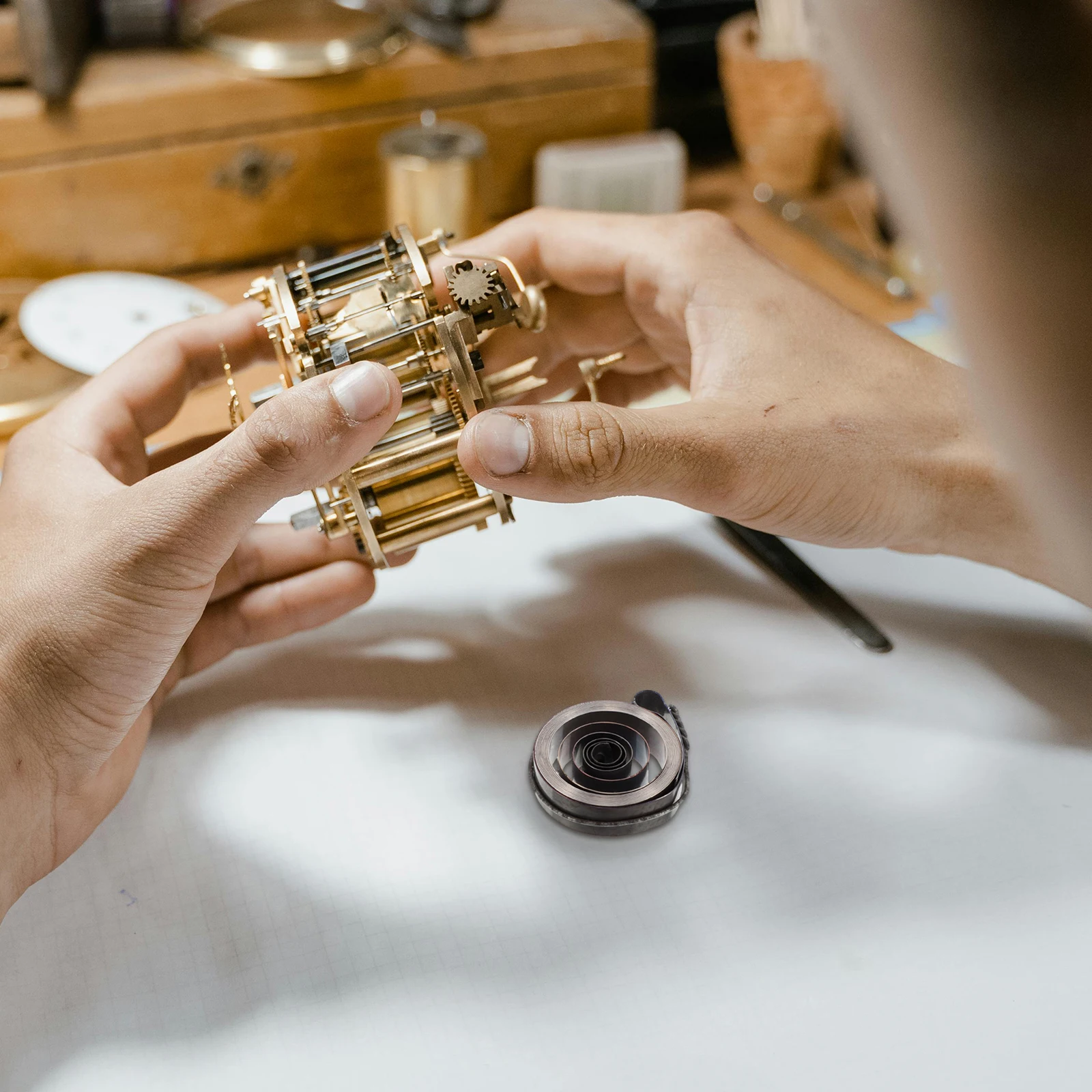 

Spring Drill Press Quill Return Coil Spring Assembly Precision Steel Mechanical Clock Repair Parts Vintage Alarm Clock