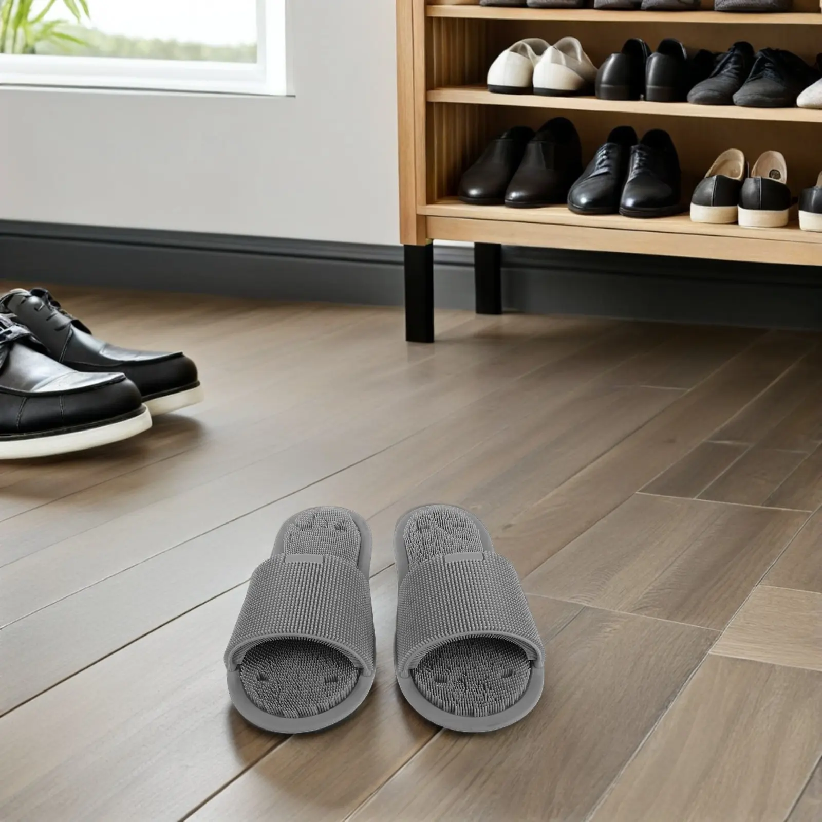 

2 шт. силиконовые тапочки-массажеры для душа с присосками, нескользящие, для отшелушивания омертвевшей кожи, для ванной и спа